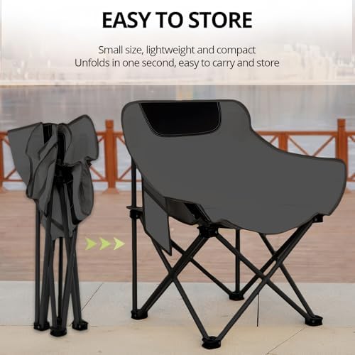 Folding Camping Chair Lightweight and Portable with Storage Bag, Heavy-Duty Steel Frame, Breathable Oxford Fabric, Ergonomic Back Support, Compact for Hiking, Lawn, Picnic, Fishing (Grey) - Image 3