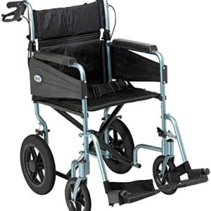 Days Escape Wheelchair, Lite Aluminium, Lightweight with Folding Frame, Mobility Aids, Comfortable Travel Chair with Removable Footrests, Standard, Blue