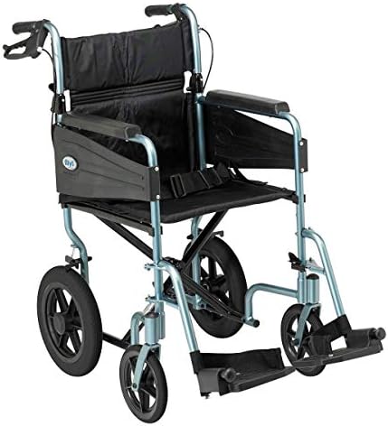 Days Escape Wheelchair, Lite Aluminium, Lightweight with Folding Frame, Mobility Aids, Comfortable Travel Chair with Removable Footrests, Standard, Blue