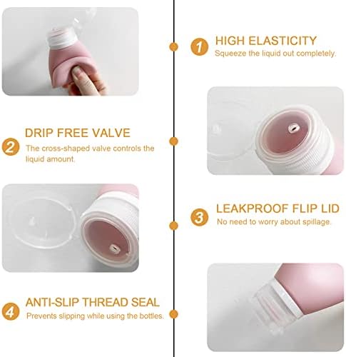 Travel Bottles for Toiletries 90ml, 4 Pack Silicone Travel Toiletries Portable Travel Containers Set Leak Proof Refillable Squeezable Silicone Bottle for Liquid Shampoos, Soap and Cosmetic - Image 4