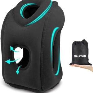 Maliton Inflatable Travel Pillow for Airplane Comfortable Sleeping to Relieve Neck and Shoulder Pain, Support Head Inflatable Pillow for Long Flights, Used for Airplanes, Cars, Trains, Office(Black)