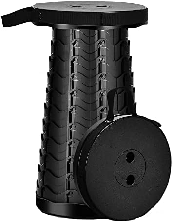 Portable Telescopic Stool, Retractable Folding Stool, Folding Stool Camping Lightweight Stool,for Garden Beach Picnic Outdoor Camping BBQ Fishing Hiking Maximum Load 397 lb (Black)