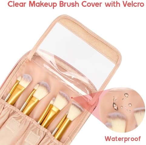 Travel Makeup Bag, Portable Cosmetic Bag with Makeup Brushes Organiser Large Capacity Toiletry Bags Holiday Essentials for Women, Pink - Image 6