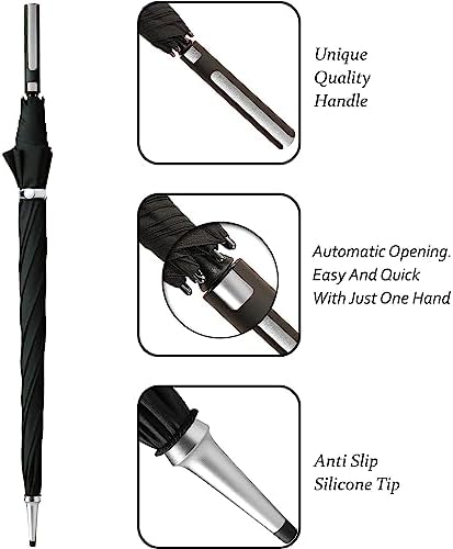 Windproof Umbrella Automatic Open Press Button, Rainproof with UV Protection, Wind Resistant, Stick Large Umbrellas for Women & Men Perfect for Travel Gifts - Image 5