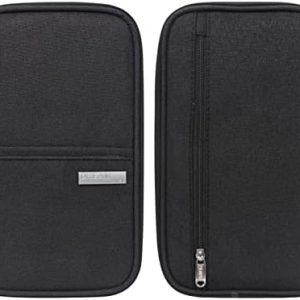 Arqumi Passport Holder Travel Wallet, Portable Travel Document Organiser, Waterproof Travel Accessories Case with Carry Handle for Women Men Family Passport Wallet (Small, Black)