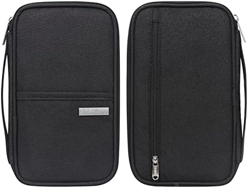 Arqumi Passport Holder Travel Wallet, Portable Travel Document Organiser, Waterproof Travel Accessories Case with Carry Handle for Women Men Family Passport Wallet (Small, Black)