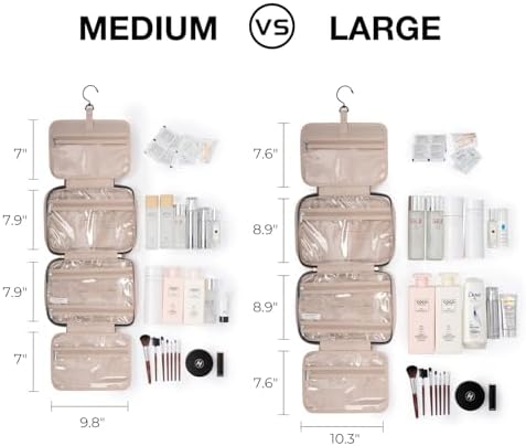 BAGSMART Hanging Toiletry Bag Travel Large Wash Bag Womens Cosmetic Bag Clear for Full Sized Container Pink - Image 2