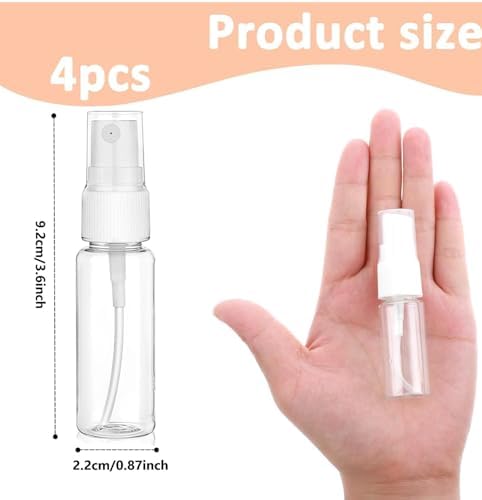 Travel Spray Bottle 0.7oz/20ml 4 Pack Small Spray Bottle Empty Spray Bottle Leak Proof Fine Mist Empty Plastic Refillable Spritz Bottle for Perfume Toners Rose Water Cosmetics - Image 2