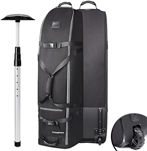 CHAMPKEY Premium Soft-Padded Golf Travel Bag with Anti-Impact Support System - 1200D Oxford Fabric Golf Travel Cover (2.0 Grey)