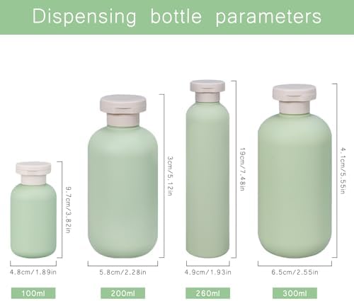 Travel Bottle for Toiletries 100ML/200ML/260ML/300ML,Forreen 4 Pack Squeeze Bottles Empty Plastic Soft Reusable LeakProof Travel Containers Empty Bottles for Shampoo Creams Lotion - Image 2