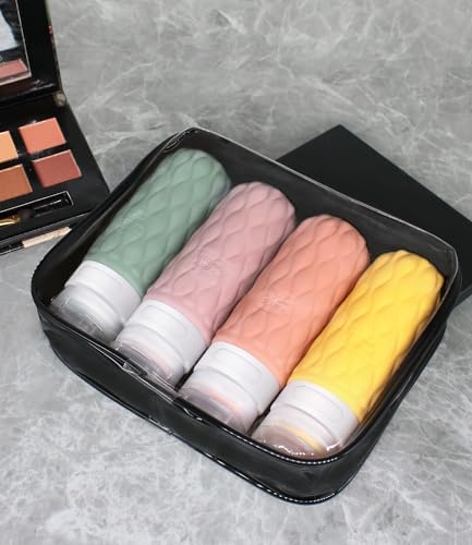 100 ml Silicone Travel Bottles for Toiletries with Labels/Clear Bag, Holiday Travel Essentials Leakproof Refillable Squeeze Travel Size Containers Set for Shampoo and Conditioner - Image 5