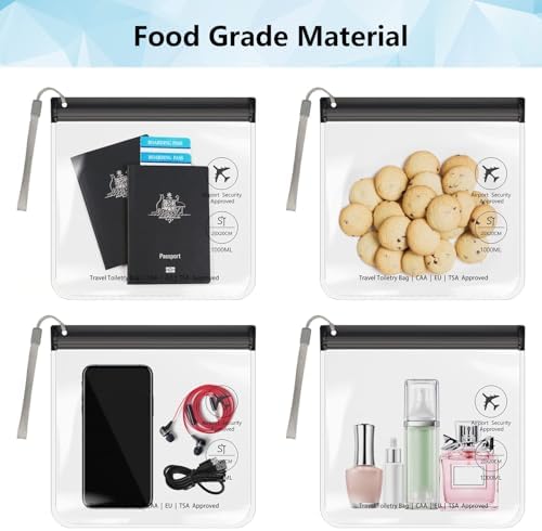 4PC Airport Security Liquids Bags 20X20 cm Clear TSA Approved Security Toiletry Bag Approved Hand Luggage Regulations Waterproof Liquids Wash Bags Travel Accessorie Holiday Essentials for Women/Men - Image 4