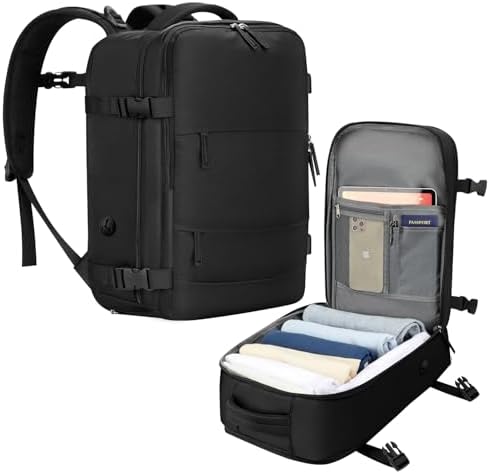Cabin Bags for Ryanair 40x20x25 Underseat Travel Bag 11 Pockets Hand Luggage Bag Cabin Bag with Separate Shoe Pocket for Women & Men Carry on Bag, 20L, Black