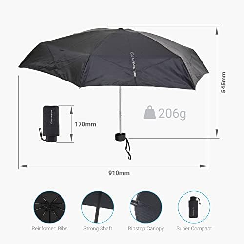 Lifeventure Small Trek Umbrella Windproof Ripstop Canopy Travel Umbrella With Ergonomic Handle & Protective Sleeve – Portable Compact Telescopic Lightweight Design And High Wind Resistance - Image 3