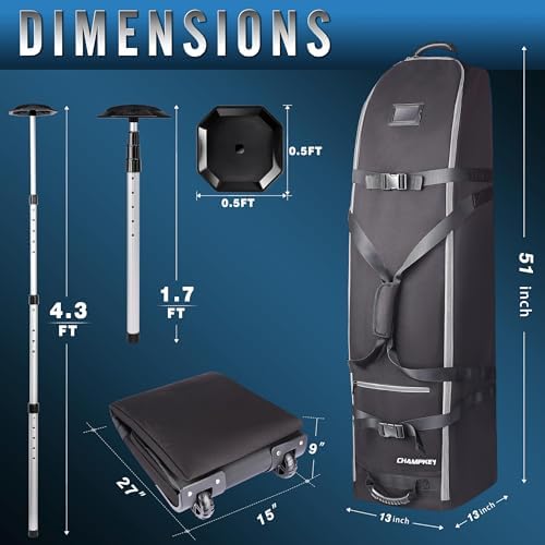 CHAMPKEY Premium Soft-Padded Golf Travel Bag with Anti-Impact Support System - 1200D Oxford Fabric Golf Travel Cover (2.0 Grey) - Image 9