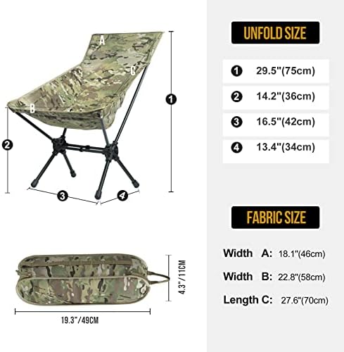 OneTigris Folding Camping Backpacking Chair With Back-Rest, 330 lbs Capacity, Compact Portable Lightweight Chair for Hiking Travel - Image 2