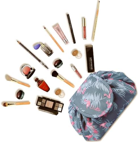 Lazy Drawstring Makeup Bags, Large Capacity Waterproof Travel Portable Cosmetic Bag Pouch Makeup Pouch Storage Organiser for Women Girl (Flamingo) - Image 6