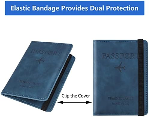 Cooja Passport Holder Cover Travel Wallet Organiser, Passport Case with RFID Blocking, PU Leather Travel Document Holder for Men&Women Travel Accessories (Blue) - Image 7