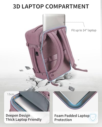 ECOHUB Ryanair Cabin Bags 40x20x25,20L Anti-Theft Underseat Carry On Travel Backpack, Recycled Hand Luggage Bag with Laptop Compartment,Flight Rucksack Bag for Men Women, Pink (Patent Pending) - Image 3