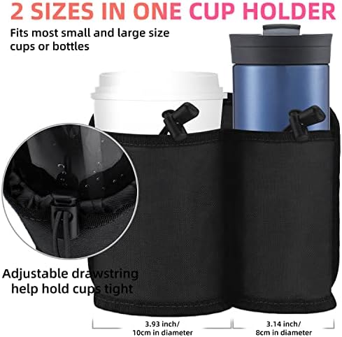 WALNEW Luggage Travel Cup Holder, Hands-free Drink Caddy Attachment Drinks Carrier for Drink Beverages Coffee Mugs fits Roll on Suitcase Handles Travel Accessories Black - Image 3