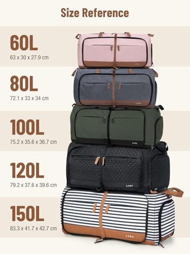 Lekesky Large Foldable Travel Duffe Bag - 60L Waterproof Holdall Luggage Bag with Shoes Compartment, Weekend Overnight Sports Bag for Women and Men(Striped, 63 * 30 * 28cm) - Image 6