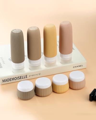 Gemice Travel Bottles for Toiletries 8 pcs Tsa Approved Travel Size Toiletries 90ml Travel Containers for Toiletries BPA free Silicone Cream Jars Leak Proof Silicone Squeezable Travel Essentials - Image 2