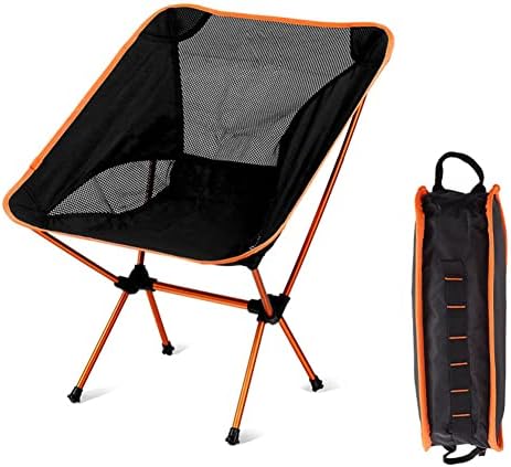 Portable Folding Camping Chair, Compact Collapsible Backpacking Chair Beach Chair with Carry Bag for Outdoor Hiking Fishing Picnic (Orange)