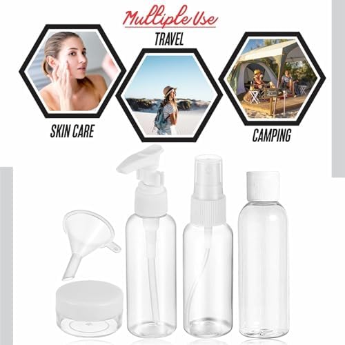 5x Travel Bottles Set for Toiletries Empty Refillable Travel Bottles Clear Plastic Travel Liquid Containers Ideal For Shampoo Cosmetic Lotion Body Wash Makeup Shower Gel Hand Soap Travel 80ml (5PC) - Image 4