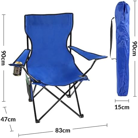 Taylor & Brown Set of 2 Lightweight Folding Camp Chair - Portable Chairs with Cup Holder, Side Pocket and Bag Perfect for Camping, Festivals, Garden, Fishing, Beach and BBQs, Blue - Image 3
