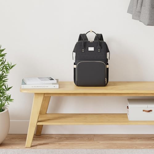 Laptop Backpack for Women,15.6 Inch Stylish Laptop Rucksack Wide Open, Travel Backpack with USB Charging Port, Water Resistant Work Bag Computer Backpack for Women, Black - Image 2