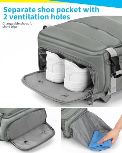 Samfolk Cabin Bags Travel Backpack Carry On Bag Cabin Backpack 11 Pockets Hand Luggage Backpack(Grey, 40x20x25) - Image 8