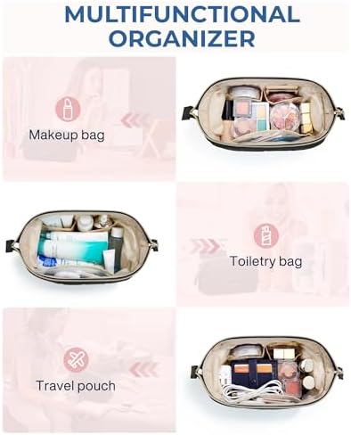 BAGSMART Makeup Bag Travel Cosmetic Bag, Puffy Padded Make Up Bags for Women Large Capacity Makeup Organizer Case, Wide-Open Pouch Purse Travel Essentials Toiletries Accessories Brushes, Black - Image 7