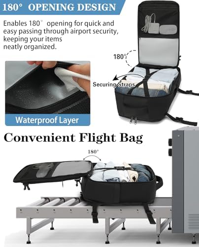 Ryanair Cabin Bags 40x20x25 Travel Backpack Carry-ons Small Rucksack Hand Luggage Bag Underseat Cabin Size 20L Flight Laptop Bags Black - Image 3
