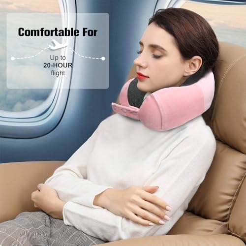 Travel Pillow for Airplane, Neck Pillow for Travel, Memory Foam Travel Neck Pillow for Adults, Adjustable & Compact Flight Pillow, Ergonomic Neck Cushion, With Ear Plugs, Eye Mask, Carry Bag - Image 7