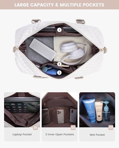 LOVEVOOK Travel Bags for Women Weekend Overnight Carry On Duffel Bag Large Gym Sports Bag with Shoe Compartment Hand Cabin Luggage Holdall for Ryanair EasyJet Flight Hospital Bag Maternity Essentials - Image 3