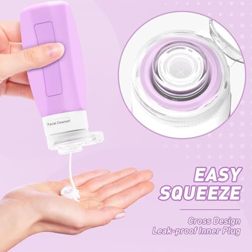 MateeyLife Travel Bottles for Toiletries, 3oz Tsa Approved Travel Size Containers, BPA Free Leak Proof Travel Essentials Containers, Refillable Travel Accessories for Shampoo Conditioner Purple - Image 3