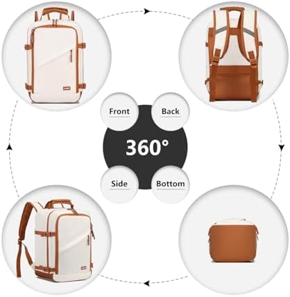 Kono Cabin Bag 40x20x25 for Ryanair Underseat Travel Carry-on Backpack Cabin Size 20L (Beige/Brown) - Image 7