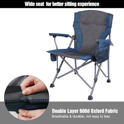 REDCAMP Oversized Folding Camping Chair for Heavy People 200kg, Deluxe Large Heavy Duty Garden Chair for Adults Outdoor Travel Picnic Fishing, Blue - Image 5