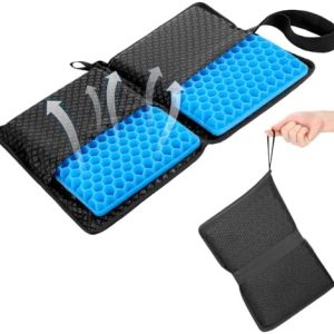 Gel Seat Cushion, Portable Travel Seat Cushion, Folding Gel Cushion for Sitting, Office Chair Cushion for Office Car Airplane Wheelchair, Pressure Relief Cushions for Traveling Bleachers Camping
