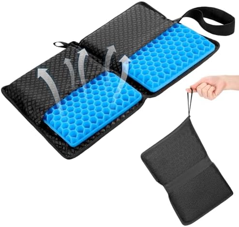 Gel Seat Cushion, Portable Travel Seat Cushion, Folding Gel Cushion for Sitting, Office Chair Cushion for Office Car Airplane Wheelchair, Pressure Relief Cushions for Traveling Bleachers Camping