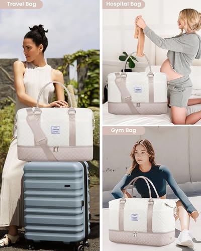 LOVEVOOK Travel Bags for Women Weekend Overnight Carry On Duffel Bag Large Gym Sports Bag with Shoe Compartment Hand Cabin Luggage Holdall for Ryanair EasyJet Flight Hospital Bag Maternity Essentials - Image 8