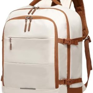 Kono Cabin Travel Backpack 45 x 36 x 20 cm Easyjet Luggage Bag Laptop Weekend Duffel Bag 30L (Beige/Brown)