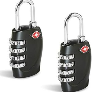 CFMOUR TSA Suitcase Locks - 1, 2, 3, 4, 5, 6 Pack 4-Dial Security Travel Combination Padlock for Suitcases Luggage Case Bag Code Lock - Black (Pack of 2)