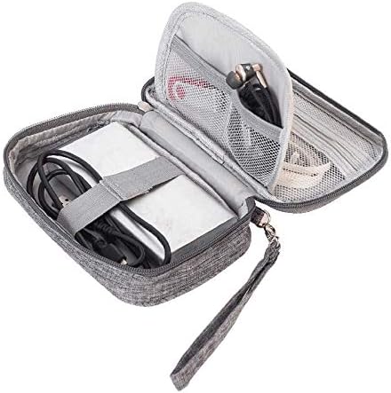 Small Electronic Accessories Organizer, Handhled Acopton Universal Compact Travel Digital Accessories Storage Bag for Portable Charger, Cables, Earphone, Cord, SD Card, Phone (Black) - Image 2