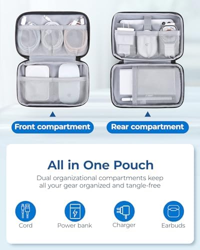 bagsmart Electronics Organizer Travel Case, Cable Organiser Pouch, Travel Essentials, Tech Organiser, Travel Accessories Bag for Charging Cable, Flash Drive, Power Bank, USB, Black - Image 2