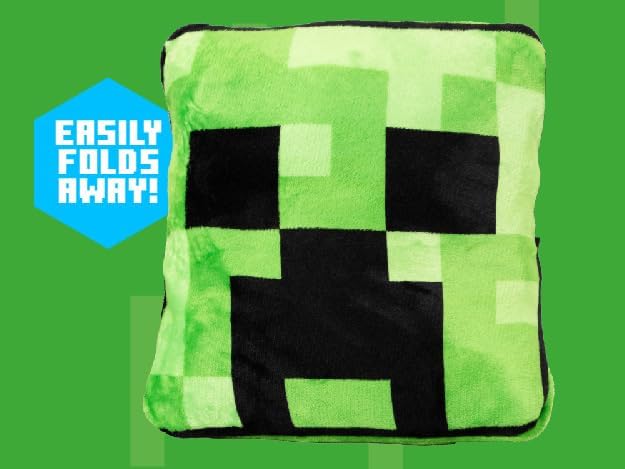 Minecraft Creeper 2-in-1 Cushion Blanket - Officially Licensed Microsoft Travel Blanket, Foldable Soft Fluffy Throw, Compact Design for Living Room or Bedroom Decor, 120cm x 150cm| Paladone - Image 4