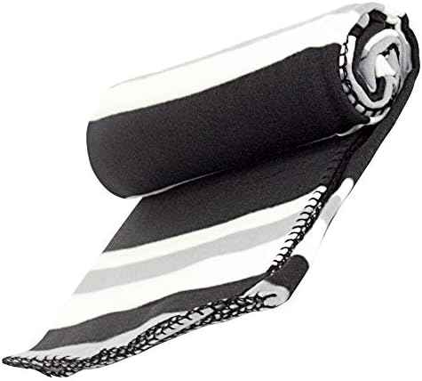 AA Travel Fleece Blanket AA3423 - 100% Lightweight Polyester 150cm x 120cm Black White Grey Stripes - Image 3