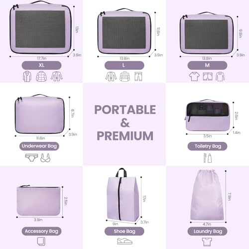 Packing Cubes for Suitcase 8 Set, Lightweight Luggage Packing Organizers Packing Cubes for Travel Accessories - Image 2