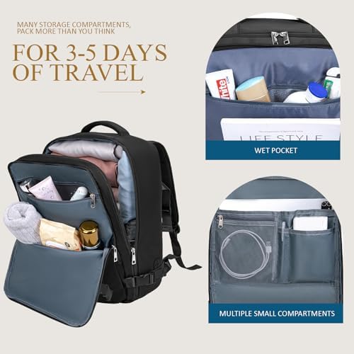 Cabin Bag 45x36x20 for New Easyjet, Underseat Cabin Luggage Bags Carry on Travel Backpack Cabin Size for Airplanes, 30L Hand Luggage Suitcase Water Resistant Laptop Backpacks Black - Image 4
