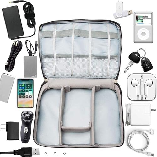 Travel Cable Organiser, 24.5×18×10cm Electronics Accessories Organizer, Universal Carry Travel Gadget Electronics Accessories Bag for Cables, Power Bank, USB Drive, Charger, Hard Disk (Black) - Image 6